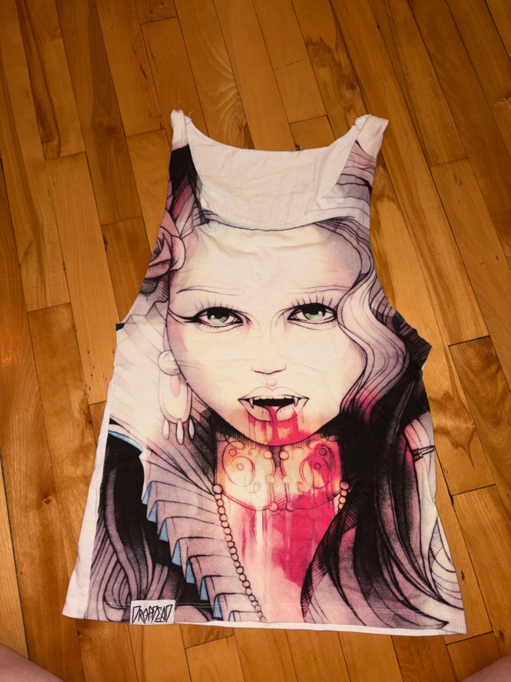 Graphic Tank Top with Pink & Blue Illustration